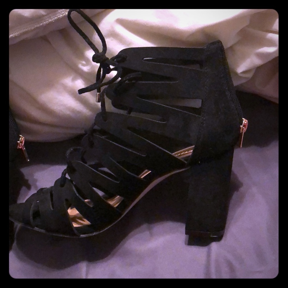 Black chunky heels